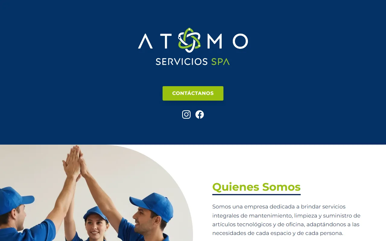 Captura del sitio web de Átomo Servicios SPA